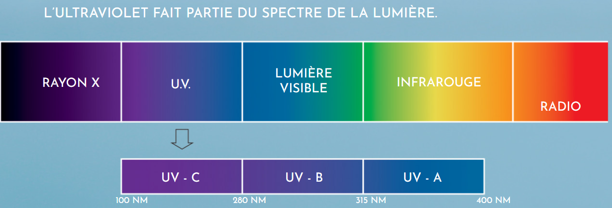  lumiere_uv_lampe.png – Spectre lumineux UV-A, UV-B, UV-C]
